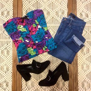 Betsey Johnson Silk Floral Corset Top Size 2